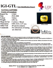 4.96/CT Natural Yellow Sapphire with Govt Lab Certificate-(YELSA9V)